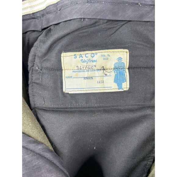 Vintage USMC Marine Uniform Pants Green SACO Uniforms 34 Long Wool - Picture 8 of 12